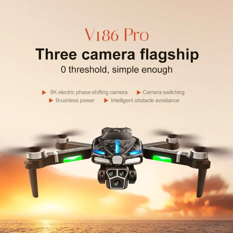 جديد V186 Pro الطائرة بدون طيا - مراجعة Drone Gimbal Brushless وسعره